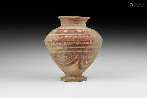 Western Asiatic Jar with Red Linear Design