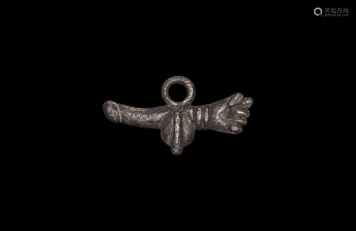 Roman Silver Double Phallic Pendant