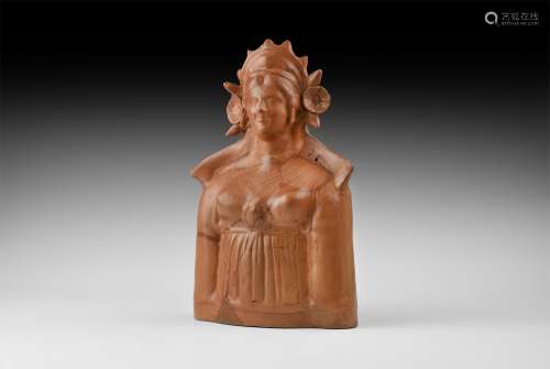 Greek Hellenistic Terracotta Bust of a Goddess