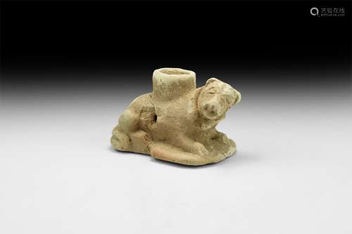 Greek Hellenistic Dog with Collar Oil Lamp