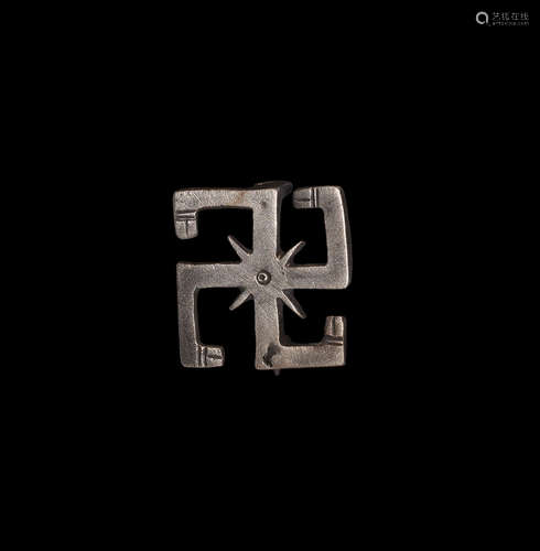 Roman Silver Swastika Brooch