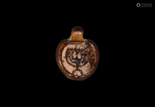 Roman Amber Glass Menorah Pendant