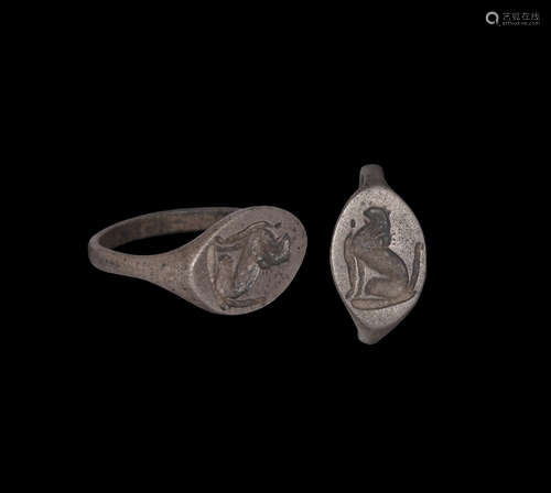 Roman Seated Feline Intaglio Ring