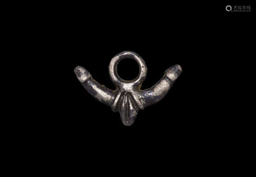 Roman Silver Double Phallus and Vulva Pendant