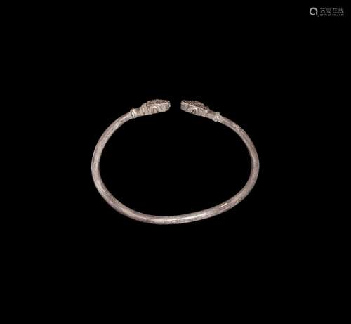 Roman Silver Bracelet with Animal-Head Terminals