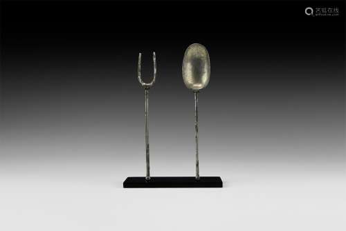 Roman Silver Fork and Spoon