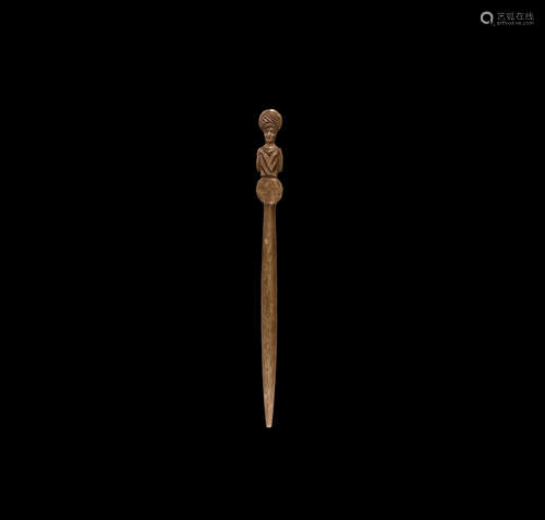 Roman Bone Pin with Bust