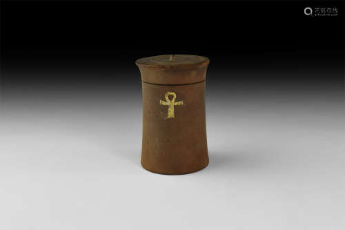 Egyptian Bone Pyxis with Ankh