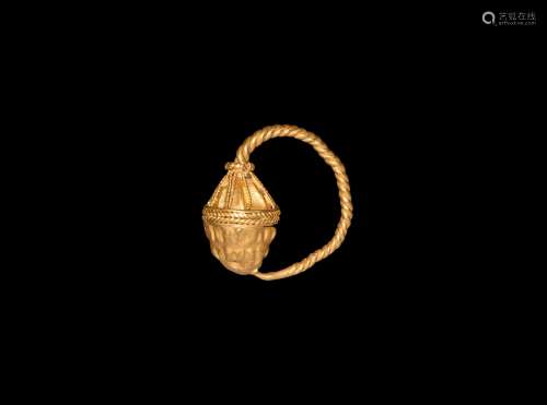 Greek Gold Earring with Lion's Head