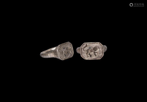 Roman Silver Ring with Lion