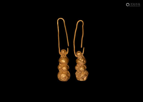 Greek Gold Filigree Earring Pair