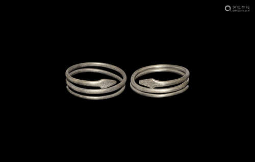 Roman Silver Coiled Armilla Pair