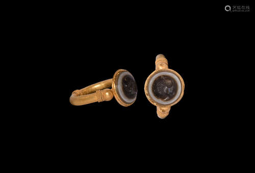 Roman Gold Ring with Bust Gemstone