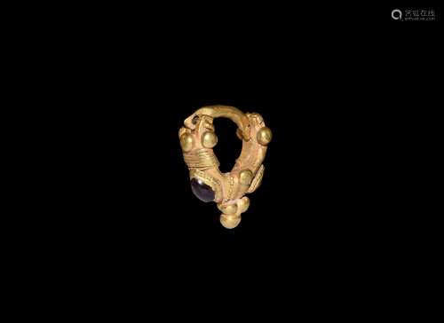 Parthian Gold and Garnet Earring