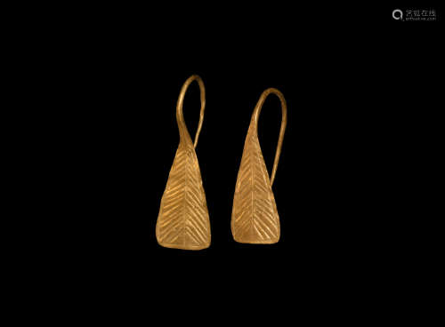 Greek Gold Leaf Earring Pair