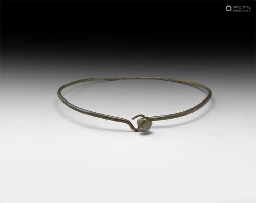 Thracian Silver Torc with Button Closure