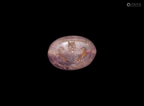 Roman Amethyst Gemstone with Eagles