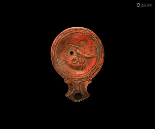 Roman Oil Lamp with Neptune