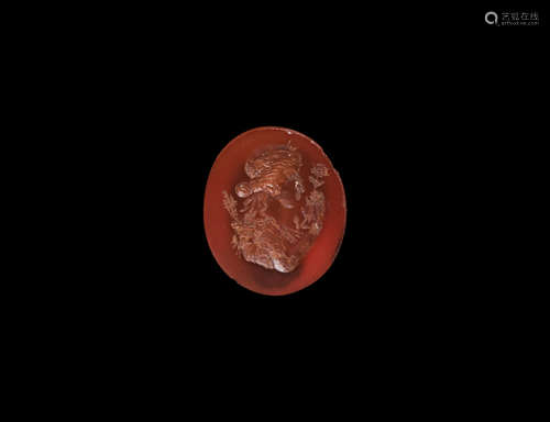 Roman Gemstone with Bust and Flower