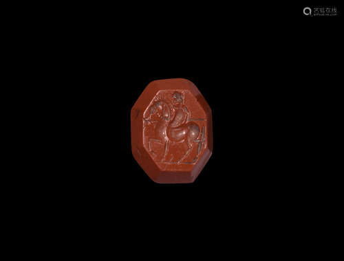 Roman Jasper Gemstone with Horseman