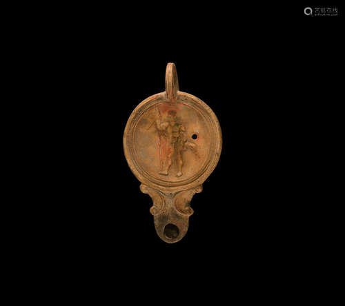 Roman Oil Lamp with Demi-God