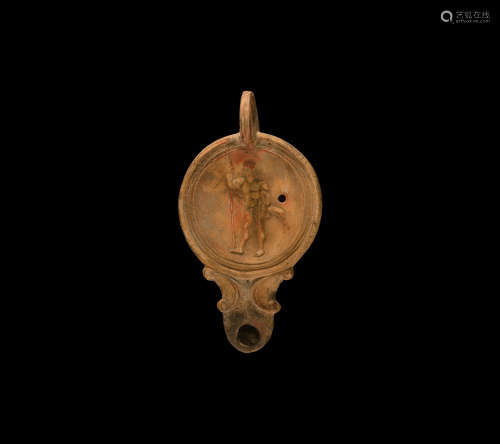 Roman Oil Lamp with Demi-God
