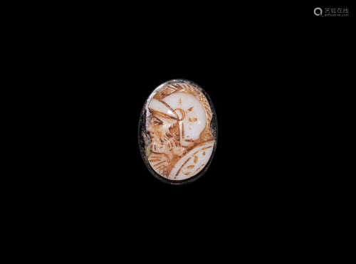 Roman Cameo Gemstone with Helmetted Bust