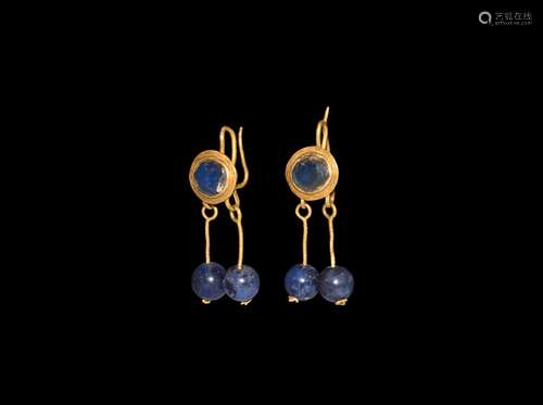 Roman Gold Earrings with Bead Drops