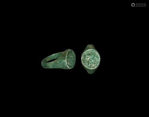 Roman Silver Ring with Bust of Minerva