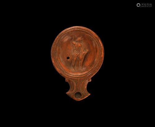 Roman Oil Lamp with Gladiator