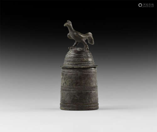 Roman Ornamented Inkwell with Bird