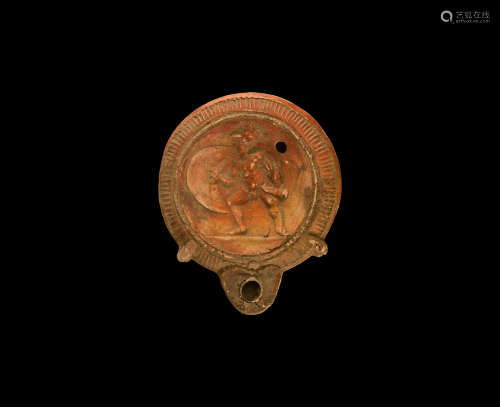 Roman Oil Lamp with Ajax Advancing