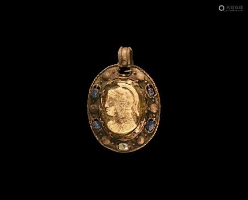 Greek Athena Cameo in Silver Pendant