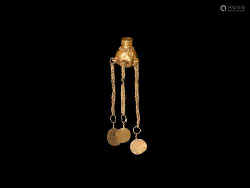 Greek Gold Pendant with Gold Chain Drops