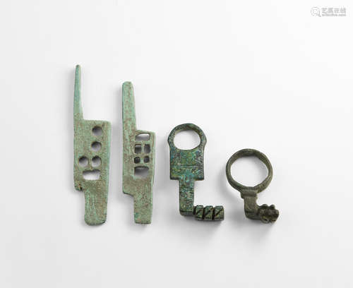 Roman Key and Lock Plate Group