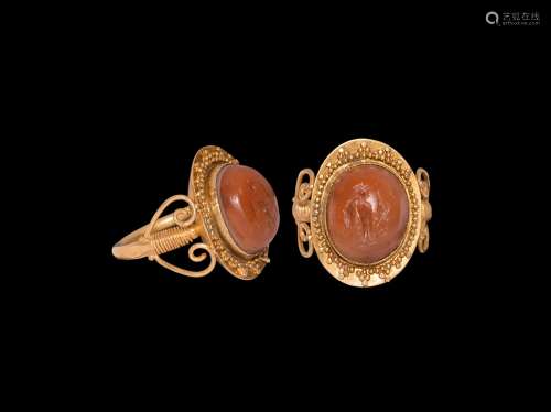 Roman Minerva Gemstone in Gold Ring
