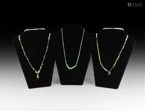 Roman Green Glass and Other Bead Necklace Group