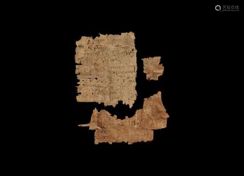 Egyptian Papyrus Page Fragment Group