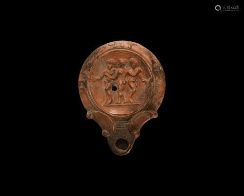 Roman Oil Lamp with Three Graces