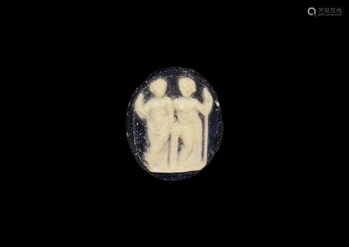 Roman Glass Cameo with Figures