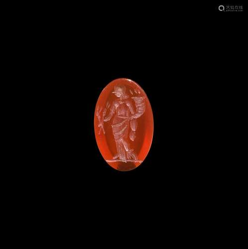 Roman Intaglio Gemstone with Fortuna