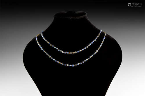 Roman Banded Blue Glass Bead Necklace Group