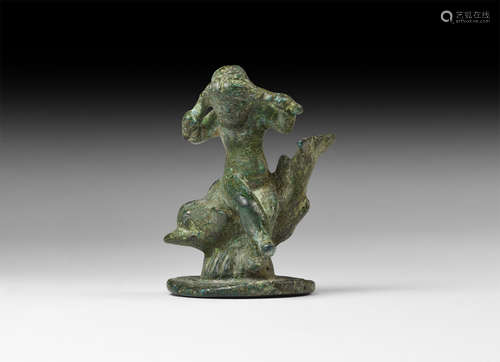 Roman Nymph on Dolphin Figure