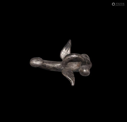 Roman Silver Winged Phallus Pendant