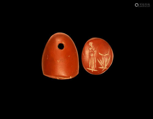 Western Asiatic Neo-Babylonian Stamp Seal with Worship Scene