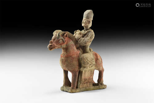 Chinese Ming Horse and Rider Figurine