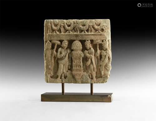 Gandharan Frieze Section with Worship Scene