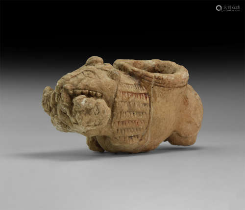 Western Asiatic Pot with Lion Figure