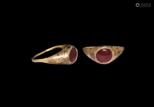 Islamic Gold Ring with Garnet