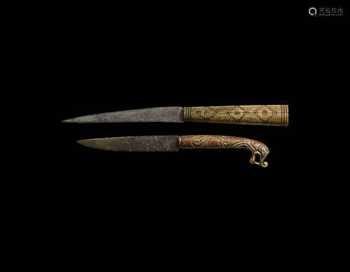 Viking Knife Pair with Decorative Handles